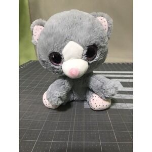 Goffa International Gray Pink Big Eyes Bear Plush Stuffed Animal Toy 9 Inch